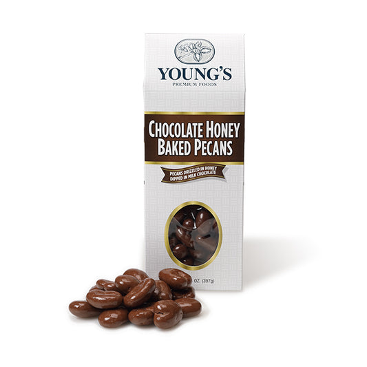 Chocolate Honey Baked Pecans