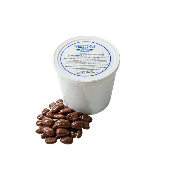 Double Dipped Chocolate Pecans Tub - 2lb 2oz. Sku 258